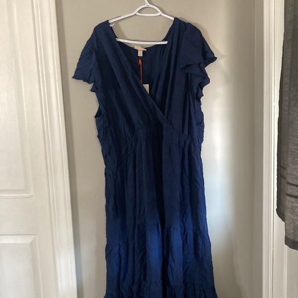 Knox Rose vneck flutter sleeve navy blue dress - Picture 6 of 6